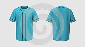 Baseball t-shirt mockup in front, side and back views, 3d illustration, 3d rendering