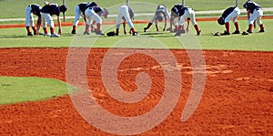 Baseball team stretch