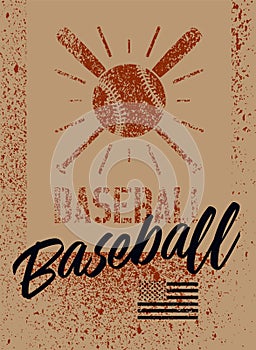 Baseball typographic stencil splash style grunge poster. Retro vector illustration.