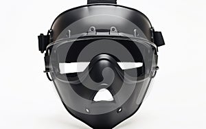 Baseball Umpire Mask in Focus on White