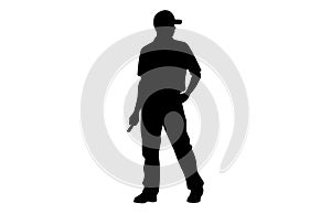 Baseball Umpire Vector Silhouette,Baseball Umpire Decision Indication by Giving Hand Signal