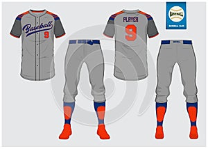 Baseball uniform, sport jersey, t-shirt sport, short, sock template. Baseball t-shirt mock up. Front and back view sport uniform.