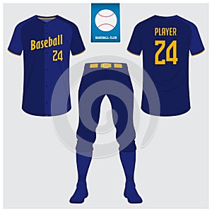 Baseball uniform, sport jersey, t-shirt sport, short, sock template. Baseball t-shirt mock up.