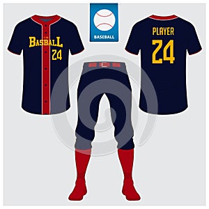 Baseball uniform, sport jersey, t-shirt sport, short, sock template. Baseball t-shirt mock up.