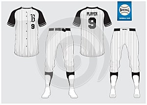 Baseball uniform, sport jersey, t-shirt sport, short, sock template. Baseball t-shirt mock up. Front and back view sport uniform.