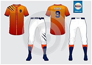 Baseball uniform, sport jersey, t-shirt sport, short, sock template. Baseball t-shirt mock up. Front and back view sport uniform.