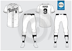 Baseball uniform, sport jersey, t-shirt sport, short, sock template. Baseball t-shirt mock up. Front and back view sport uniform.