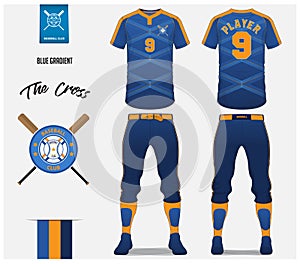 Baseball uniform, sport jersey, t-shirt sport, short, sock template. Baseball t-shirt mock up. Front and back view sport uniform.