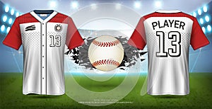 Baseball Uniforms & Jerseys, Short Sleeve Shirt Sport Mockup Template.