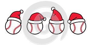 Baseball vector Christmas icon Santa Claus hat logo softball sport cartoon character symbol doodle illustration design