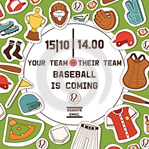 Baseball vector pattern catchers sportswear and batters baseballbat or ball for competition backdrop illustration