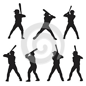 Baseball vector silhouettes