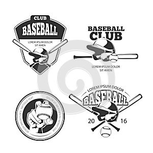 Baseball vector vintage emblems, labels, badges, logos set