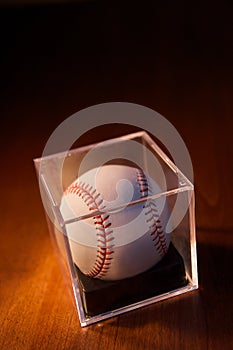 Baseball on Wood Background