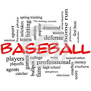 Baseball Word Cloud Concept in Red Caps