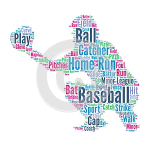 Baseball - Word cloud illustration with baseball player