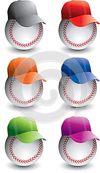 Baseballs and baseball caps