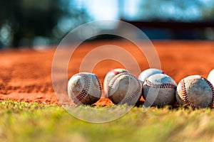 Baseballs on Pitchers Mound