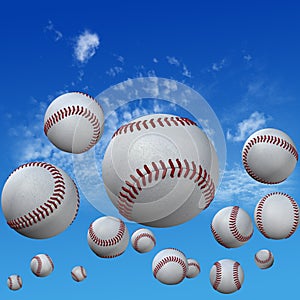 Baseballs set in High Cloud Sky photo