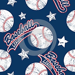 Baseballs and stars seamless pattern