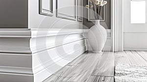 a baseboard color in crema or white, adding a touch of sophistication to interior design. photo