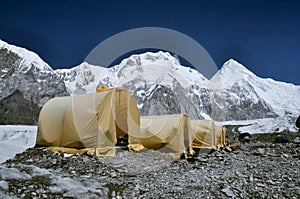 Basecamp on glacier in Kyrgyzstan