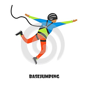 Basejumping man color illustration isolated on white photo