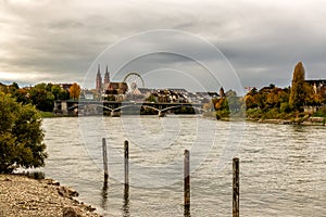 Basel with Munster cathedral and the Rhine river in Switzerland