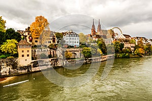 Basel with Munster cathedral and the Rhine river in Switzerland