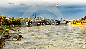 Basel with Munster cathedral and the Rhine river in Switzerland