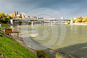 Basel with Munster cathedral and the Rhine river in Switzerland
