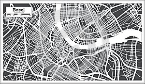 Basel Switzerland City Map in Retro Style. Outline Map photo