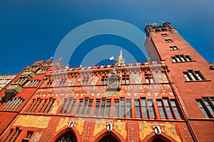 Basel town hall. Basel is a city in northwestern Switzerland on the river Rhine and third-most-populous city