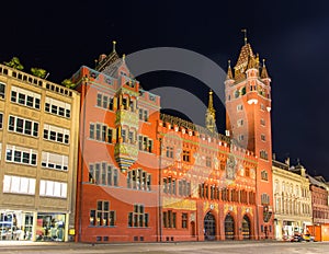 Basel Town Hall (Rathaus) at night - Switzerland