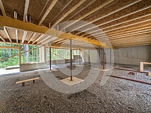 Basement construction under a new house