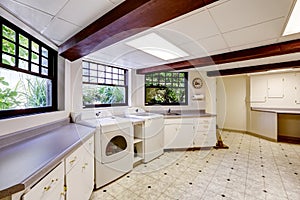 Basement with laundry area