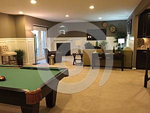 Basement with pool table photo