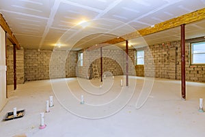 Basement renovation interior frame of a new house under construction