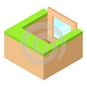 Basement window frame icon, isometric 3d style
