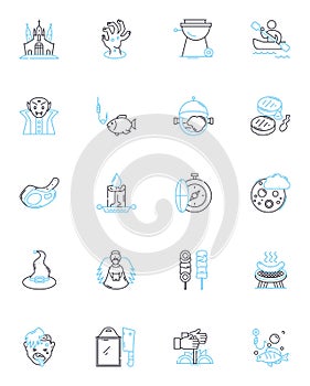 Bash linear icons set. Scripting, Shell, Terminal, Command, Linux, Ubuntu, CentOS line vector and concept signs. Fedora