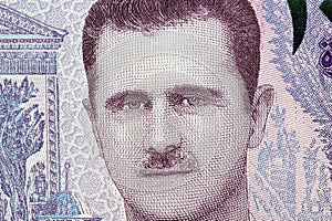 Bashar al-Assad a closeup portrait from Syrian money