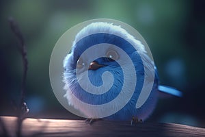 Bashful bluebird cartoon as soft ethereal dreamy background.