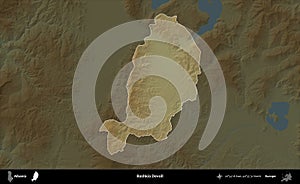 Bashkia Devoll highlighted, Albania. Physical