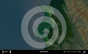 Bashkia Durres highlighted, Albania. Physical