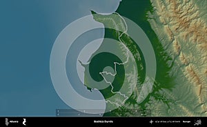 Bashkia Durres outlined, Albania. Physical