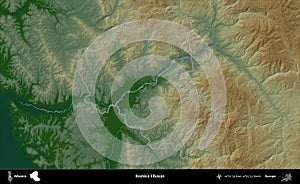 Bashkia Elbasan outlined, Albania. Physical