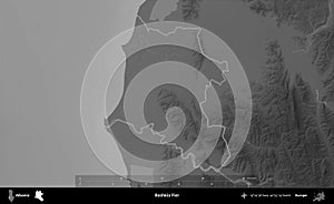 Bashkia Fier outlined, Albania. Grayscale