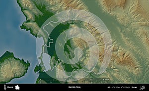 Bashkia Finiq outlined, Albania. Physical