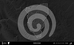 Bashkia Kolonje highlighted, Albania. Grayscale