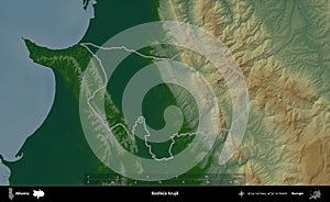 Bashkia Kruje outlined, Albania. Physical